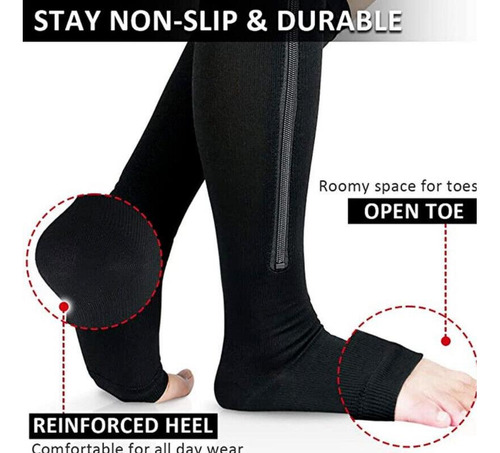3 Pares Calcetas Compresión Medias Calcetines Cierre Zip Sox