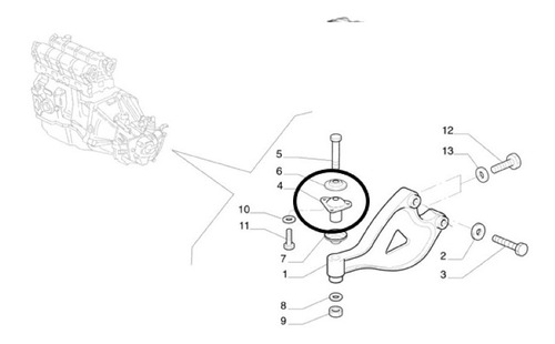 Soporte Motor Lado Caja Palio/ Siena 1.3 Mpi/ 1.6 16v./1.6 8