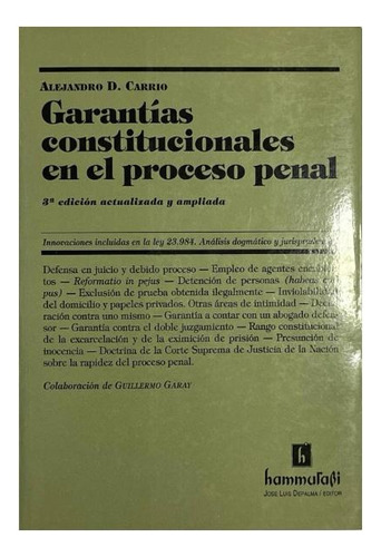 Garantías Constitucionales En El Proceso Penal (usado) - Car