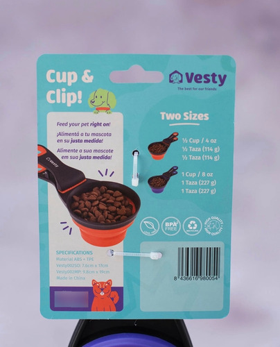 Recipiente De Alimento Para Mascotas 2 En 1 Vesty (227 Gr) Vesty Clip & Cup Violeta Oscuro