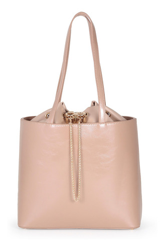 Bolsa Tote Para Mujer Cloe Mediana Look Glossy Jareta Color Nude