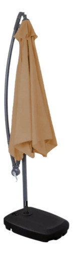 Ombrelone Lateral Suspenso 3m Jardim Piscina Com Base Marrom Lisa