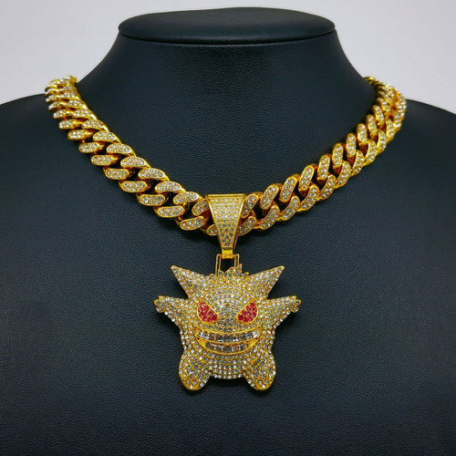 Collar De Diamantes Cubana Cadena Eslabones Gengar Hip Hop