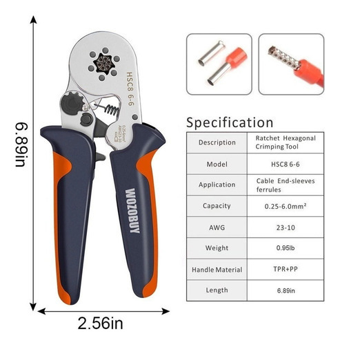 . Kit De Crimpado Con Pinza Hsc8 6-6 0.25-6mm Y Terminales