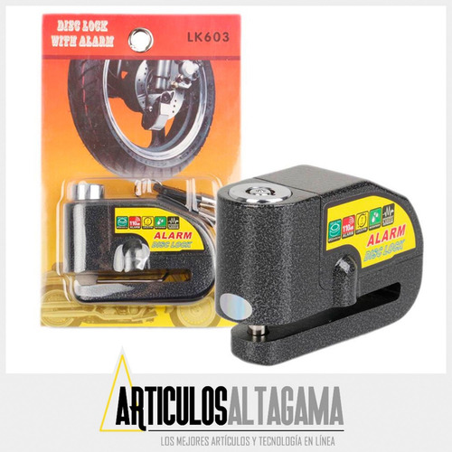 Imagen 10 de 10 de Candado Freno De Disco Con Alarma Para Moto O Bicicleta Inox