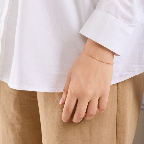 Imagen 6 de 6 de Pulsera Hombre Mujer Oro 18k Singapur Pulseras Selladas 22cm