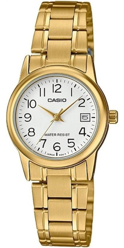 Casio #ltp-v002g-7b2 Reloj Analógico Para Mujer En Dorado