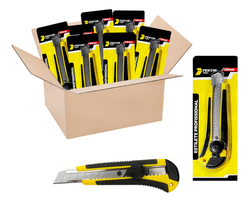 Kit 10 Estilete Profissional Lâmina 18mm Com Trava Atacado