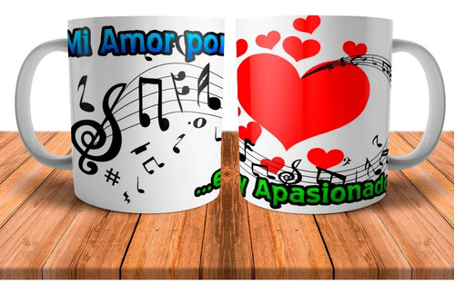 Tazas Día Enamorados Amor Musical Apasionado 