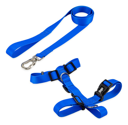 Coleira Peitoral Com Guia Para Cachorro Pet Cães Basic Pet Cor Azul Tamanho Micro Pequeno