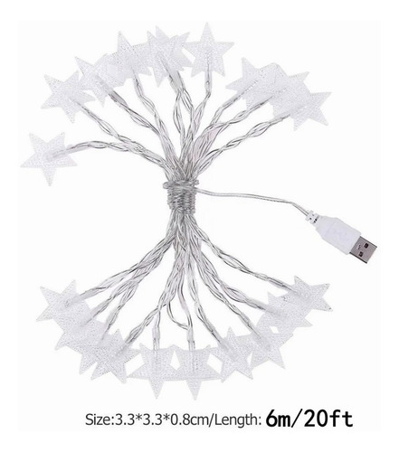 Imagen 7 de 10 de Cortinas Serie Luces Led De La Estrella Cuerda Usb 20ft/6m