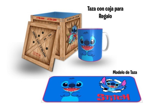 Taza Modelo Stitch, Wood, Con Caja Para Regalo, Con Envio