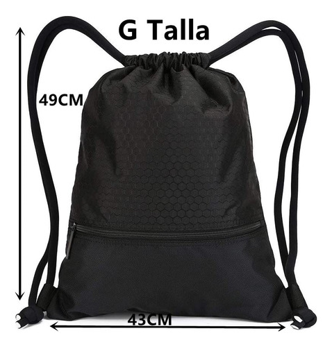 Mochila Con Cordón A Prueba De Agua Para Gimnasio Negro L
