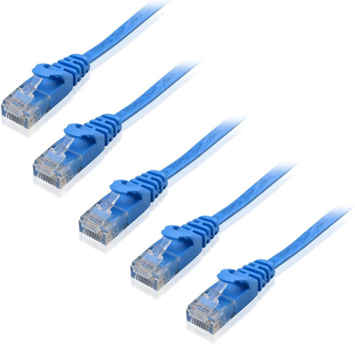 5 Pack Cat6 Snagless Ethernet Cable De Parche En Azul D...