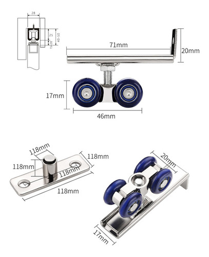 2 Piezas De Rodillos Para Puertas De Vidrio, Rodillos Para
