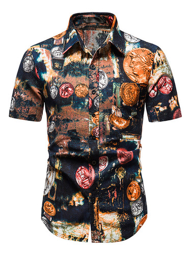Camisa De Playa De Manga Corta Hawaiana Para Hombre F Estamp