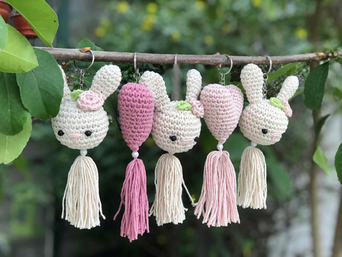 Llaveros Conejito Tejido Crochet Nacimiento Primer Añito X10