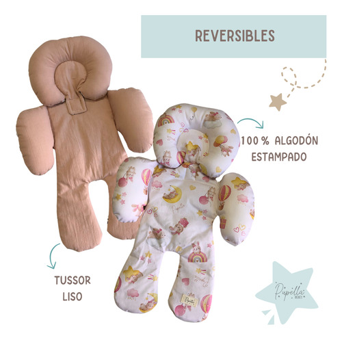Reductor Bebe Huevito Cochecito Universal Reversible Algodon Conejitas