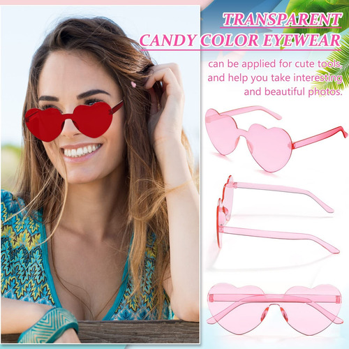 12 Pares De Lentes De Sol Sin Montura Forma De Corazón De
