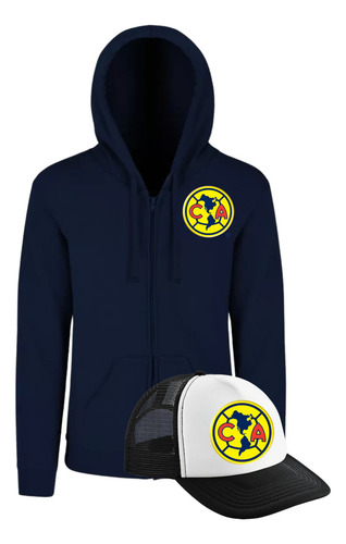 Hoodie Con Cierre Sudadera + Gorra America Moda