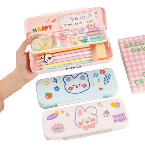 Cajita Portalapices Kawaii Con Stickers