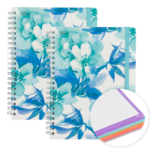 Cuaderno Profesional Universitario Floral 200h Pd 2 Pzas