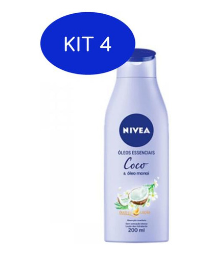 Kit 4 Loção Deo-hidratante Nivea Óleo Essenciais Coco Nivea