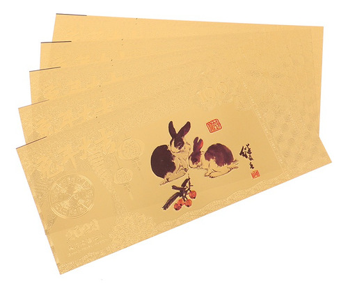 Billete Conmemorativo Año Del Conejo Feng Shui En Pan De Oro
