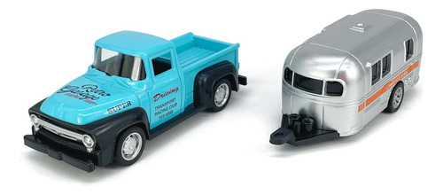 Vintage Azul Camioneta Remolque Remolque Juguete Camper Rv A