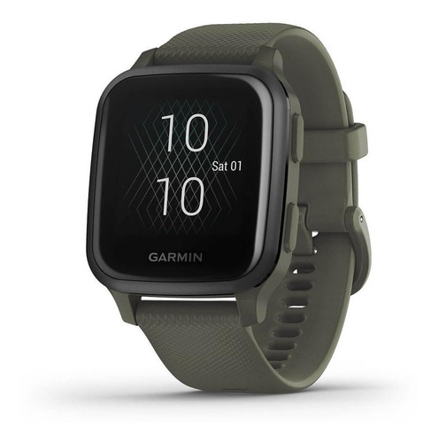 Relógio Garmin Venu Sq Music Verde Com Monitor Cardíaco Caixa Moss Pulseira Moss Bisel Slate