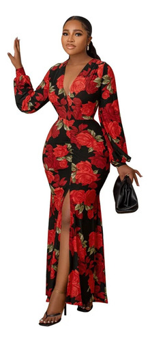 Vestido Largo Africano Para Mujer, Disfraz De Flor Dividida