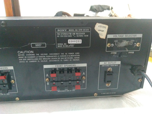 Sintoamplificador Sony Str De325 C/ctrl Rem Univ. No Envio (Usado)