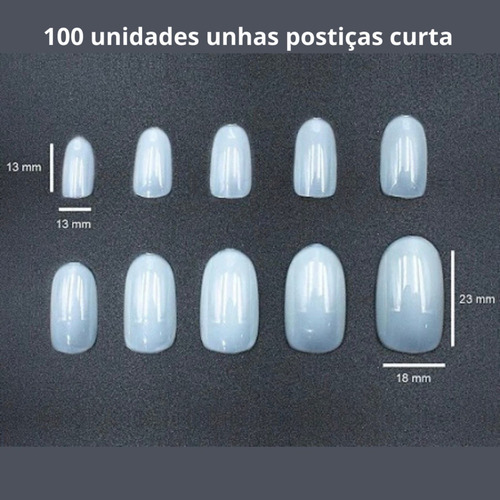 Unha Postiça Curta Alongamento Tips Profissional 100 Und