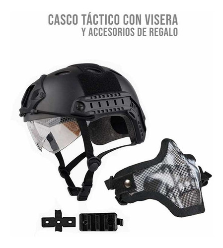 Casco Táctico Negro Material Abs Tipo Airsoft