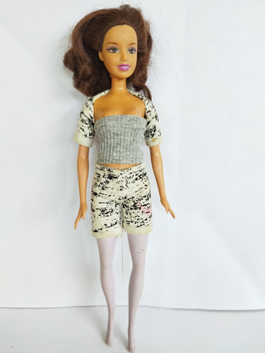 Barbie Sueter Blanco Short Blanco Manchas Blusa Gris 2006