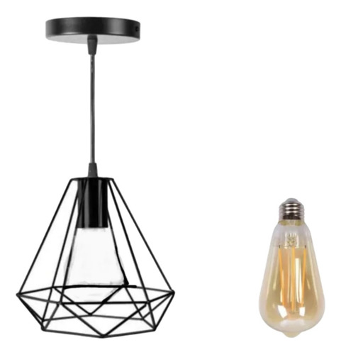 Lámpara Colgante Vintage Modelo Prisma - Negro