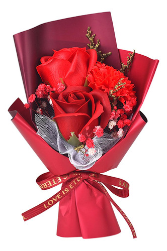 Ramo De Flores De Jabón, Decoración Del 15cm Papel Rojo