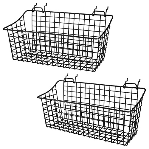 2 Pack Pegboard Baskets, Metal Shelves Hooks To 1/8  1/...
