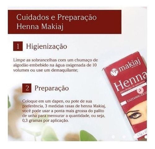 Kit 2 Un Henna Sobrancelha Profissional Makiaj Alta Fixação Cor Preto