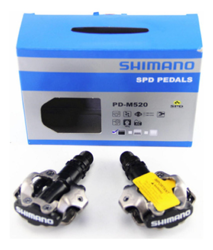 Pedal Shimano Pd-m520 Mtb Preto Com Tacos 100% Original