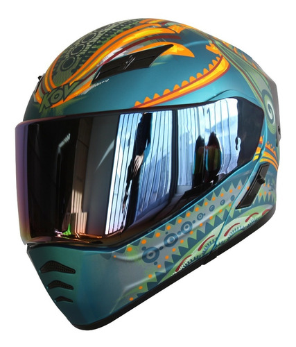 Imagen 2 de 6 de Casco Kov Estelar Abatible Luz Led Con Gafas Certificado Dot