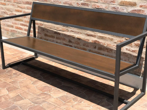 Banco Para Patio Jardin En Hierro Y Madera