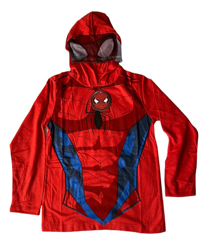 Disfraz Polera Spiderman Con Capucha Y Antifaz