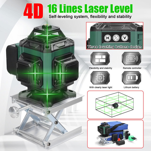Multifuncional 16 Líneas Verdes Nivel Láser 3° Autonivelante