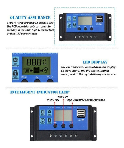 Controlador De Carga Solar 30a,12/24v Automático, Pwm
