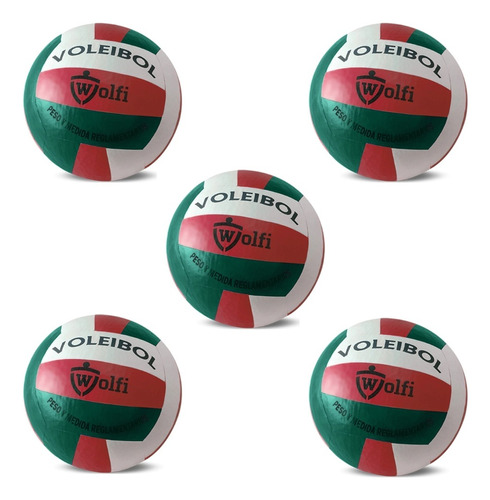 Pelotas De Voley Cuero Sintetico Tricolor Indoor Pack X5