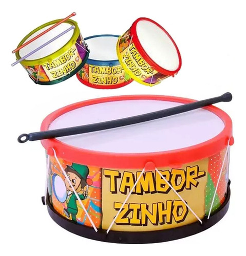 Kit 6 Tambor Infantil Brinquedo Educativo Musical Atacado