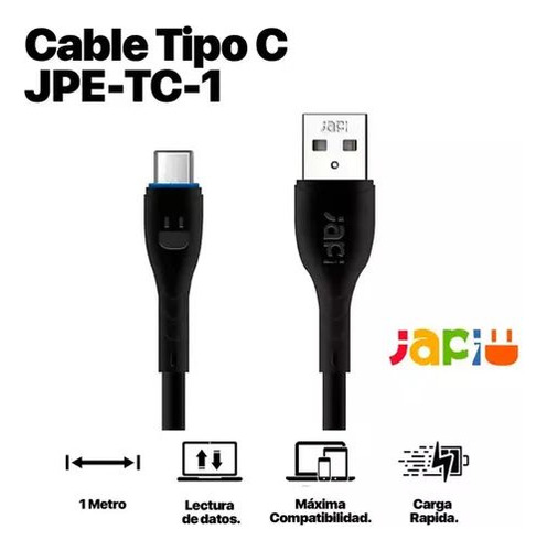 Cable Cargador De 1mt, Usb A C Para 2.4 A Marca: Japi