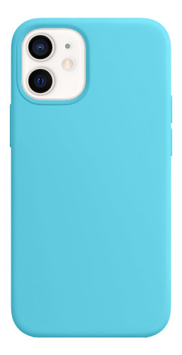 Capa Capinha Silicone Veludo Compatível Com iPhone 12 Mini Cor Azul Piscina