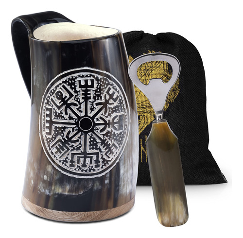 Fenrir Edición Especial Taza De Cuerno Vikingo Con Abrebote